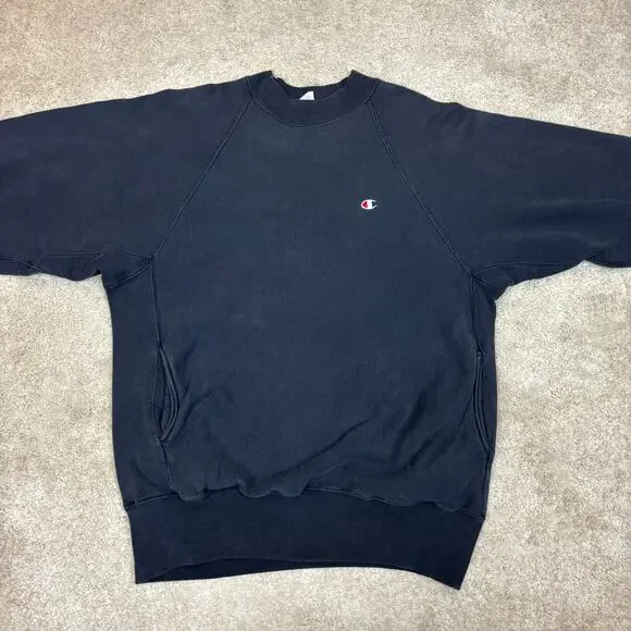 Vintage 90s Champion Reverse Weave Crew Side Pockets Sweatshirt Men's XL